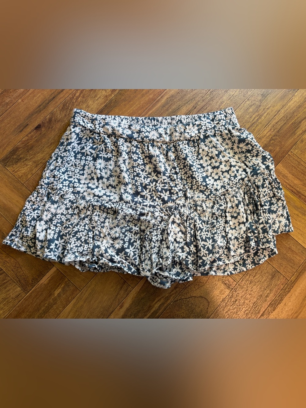 Angie Blue Floral Ruffle Skort